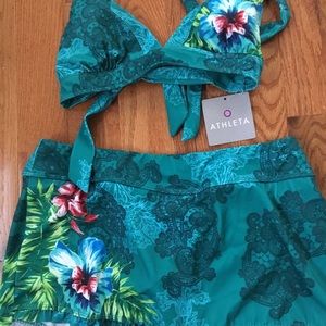 Athleta Teal Floral Bikini Set